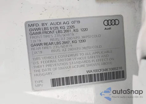 2019 Audi Q3 2.0T S Line Premium from USA, damaged, VIN WA1EECF34K1085216